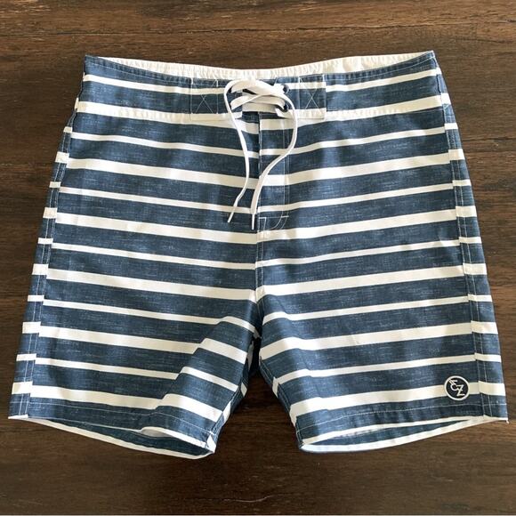 Ezekiel Navy White Stripe Swim Shorts Boardshorts Swim Trunks Size 36 - Picture 1 of 14